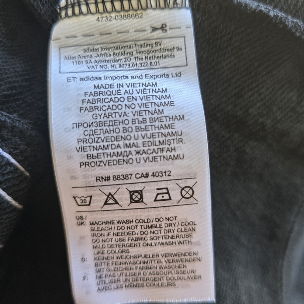 Adidas Originals 3-Stripes Cropped Hoodie Black White Women’s Size Small - Picture 4 of 6